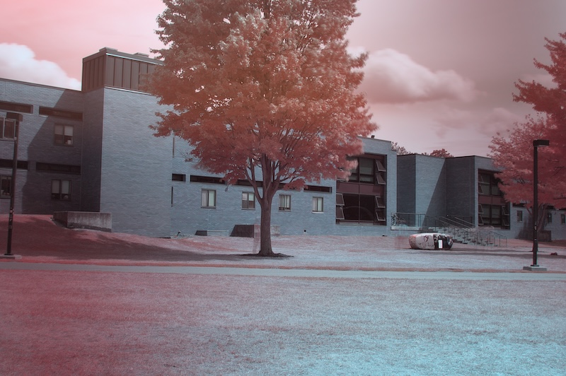 An infrared photo of the RIT fraternity field.